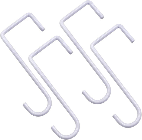 DINGEE Vinyl Fence Hooks 2x6 inch,Fence Hangers Patio Light Hooks,4 Pack Patio White Powder Coated Steel Fence Hooks for Hanging Plants, Planters,...