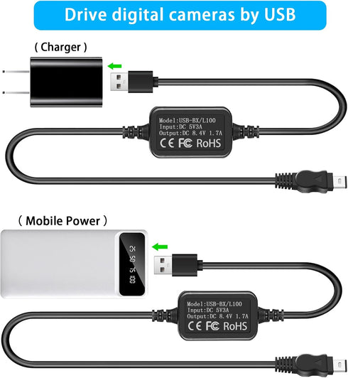 TKDY for Sony Hi8 Handycam Camcorder Charger AC-L100 USB Power Cord, ACL100 Power Adapter Supply for DCR TRV128 TRV103 TRV130, CCD-TRV108 TRV308 R...