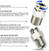 TAILONZ PNEUMATIC 304 Stainless Steel Male Straight 4MM Tube OD x 1/8 Inch NPT Thread Push to Connect Fittings PC4-N1 (Pack of 2)...