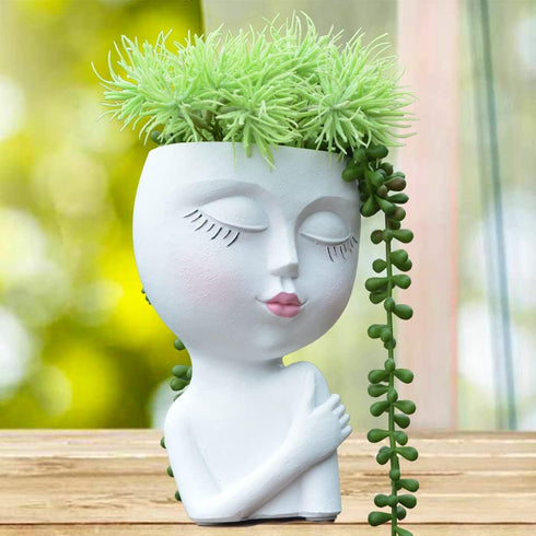 Face Planter, Head Planters for Indoor Plants, Cute Succulent Pot, Heads Plant Pots, Small Plant Pot, Girl Flower Pots with Drainage Hole, Unique ...