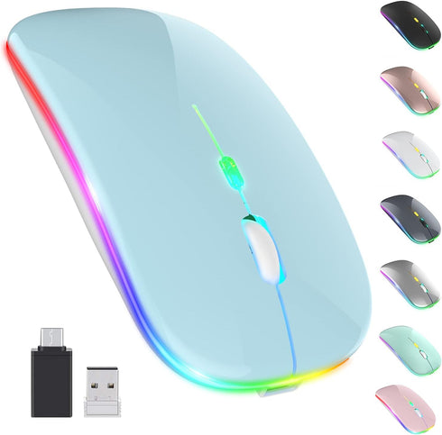 ?Upgrade? LED Wireless Mouse, Slim Silent Mouse 2.4G Portable Mobile Optical Office Mouse with USB & Type-c Receiver, 3 Adjustable DPI Levels for ...