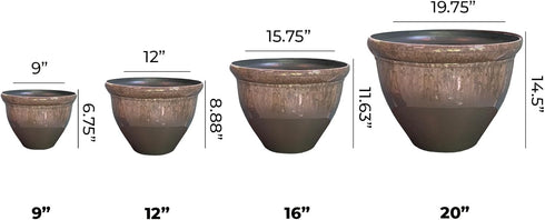 The HC Companies 9 Inch Pizzazz Decorative Round Planter - Lightweight Premium Resin Plant Pot with a Ceramic Look for Indoor Outdoor Use, Foggy G...