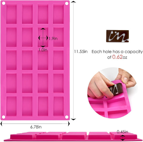 Sakolla 2 Pack Chocolate Bars Silicone Molds, Rectangles Candy Bars Molds, Making Chocolate,Rice Crispy Pops, Caramels, Dessert, Energy Bar and So...
