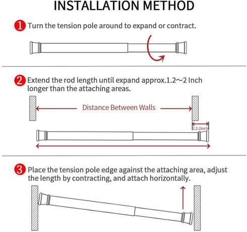 Spring Tension Rods 28-43 Inches Spring Load Adjustable Expandable Heavy Duty Steel Small Short Tension Curtain Rod For Windows,Kitchen,Doorway,Ba...