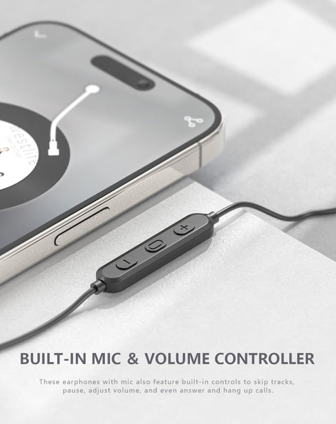 MS28 - Wired Sleep Earbuds for Side Sleeper, in-Ear Small Headphones with Microphone, Noise Isolating Earphones with Pure Sound for Side Sleeping,...