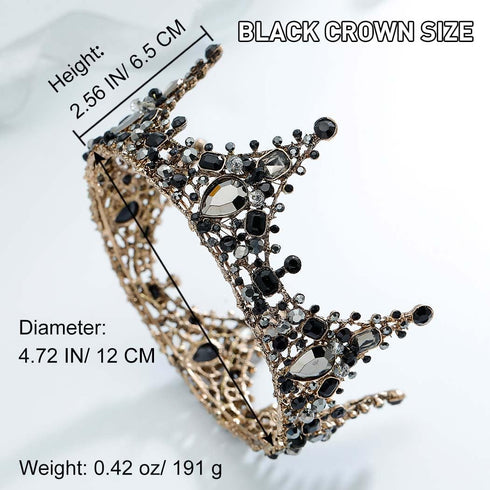 Aiosy Halloween Black Crown Rhinestone Tiara and Crowns Crystal Queen Tiara Gothic Hair Accessories Wedding Crowns Costume Baroque Crown for Women...