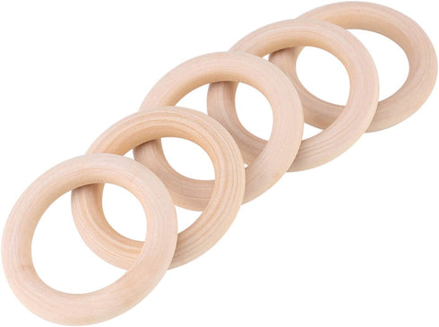 50pcs Wood Rings Circle Unfinished Wooden Round Rings Wood Craft Pendant Connectors for Jewelry Making...