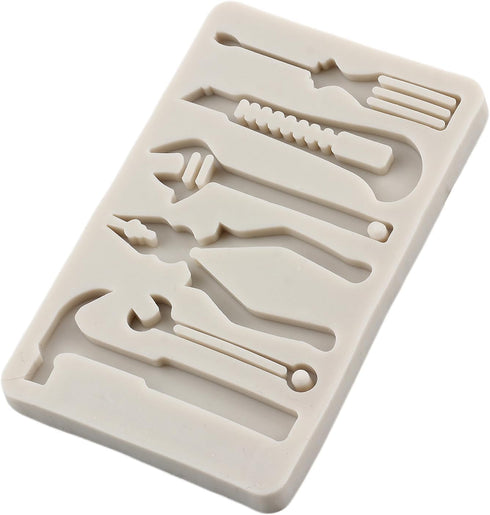 Hand Tools Silicone Molds Hammer Pliers Wrench Fondant Mold Construction Tool Mold For Sugar Cake Decorating Cupcake Topper Chocolate Gum Paste Ca...