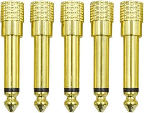 1/4 Mono to 1/8 Mono Adapter, 6.35mm TS Male Plug to 3.5mm Female (Mono to Mono) Audio Adaptor Audio Connector Golden - (5 Pcs)...