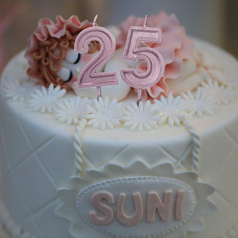 Luter Rose Gold Glitter Happy Birthday Cake Candles Number Candles Birthday Candle Cake Topper Decoration for Party Kids Adults (Number 6)...