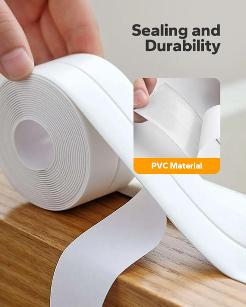 Kakoka Toilet Caulk Strip (10.5 Feet), Waterproof White Caulk Tape for Toilet, PVC Self Adhesive Toilet Tape Tub Caulking Strip...