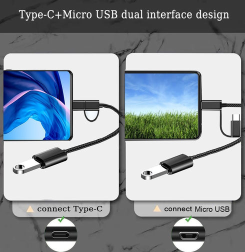 2-in-1 USB C/Micro to USB OTG Adapter, USB to Android Adapter Cable, Compatible with MacBook Pro Android Google Samsung Galaxy S21 S22 S23 Note 20...