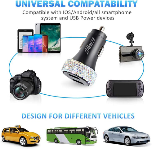 Dual USB Car Charger Quick Charge 3.0 Car Adapter Fast Charging Charger Compatible for iPhone 11/11pro/ MAX/XS/XR/X/10,iPad,Samsung S10/S10+/S9,Go...