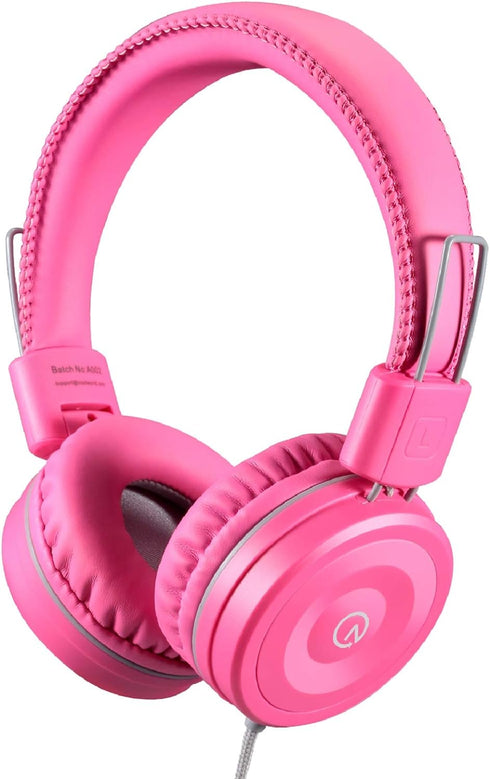 noot products Kids Headphones K22 Foldable Stereo Tangle-Free 5ft Long Cord 3.5mm Jack Plugin Wired On-Ear Headset for iPad/Amazon Kindle Fire/Gir...
