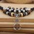 Men Black Leather Necklace Vintage Tribal Style Boho Hipppie Double Layered Black Braided Beaded Anchor Pendant Pirate Necklace...