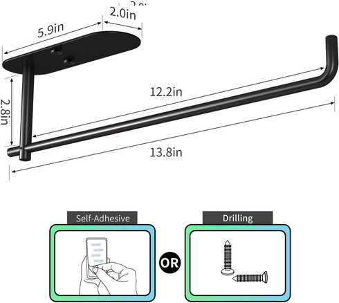 VAEHOLD Self Adhesive Paper Towel Holder Under Cabinet Mount, Wall Mounted Paper Towel Roll Holder for Kitchen, Bathroom, Wall - SUS304 Stainless ...