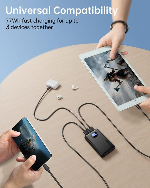 Coolreall Small Power Bank 20000mAh, 22.5W PD & QC4.0 Fast Charging Portable Charger, Compact External Battery USB C Input/Output with LED Display...