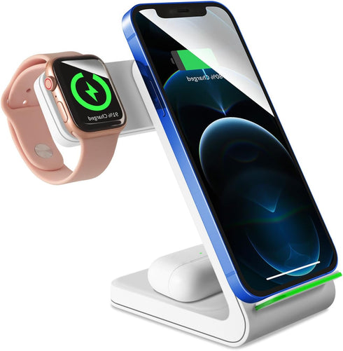 Wireless Charging Stand, Sunffice 3 in 1 Fast Charging Wireless Charging Station Dock for iWatch SE/6/5/4/3/2, Airpods Pro/2/3, iPhone 13/12/11/11...