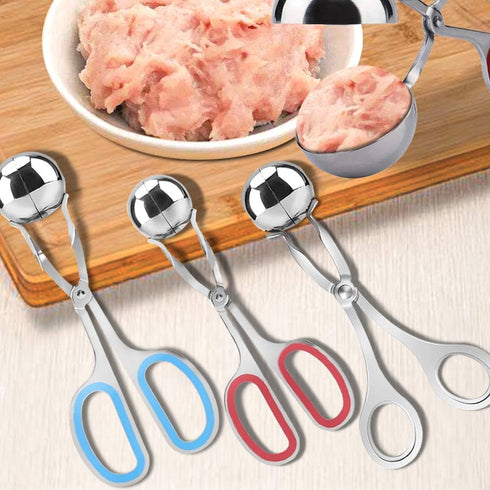 3 Pcs Stainless Steel Meat Ballers, AIFUDA Nonstick Meatball Scoop Ball Maker Ice Tongs for Cake Pop, Ice Cream Scoop, Fruit, Cookie Dough, Melon...