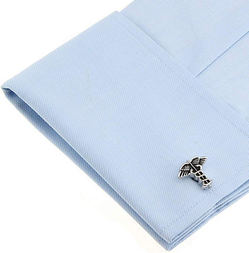 Doctor Caduceus Asclepius MD Physician Surgeon Nurse RN Medical Medicine Pair Black Cufflinks...