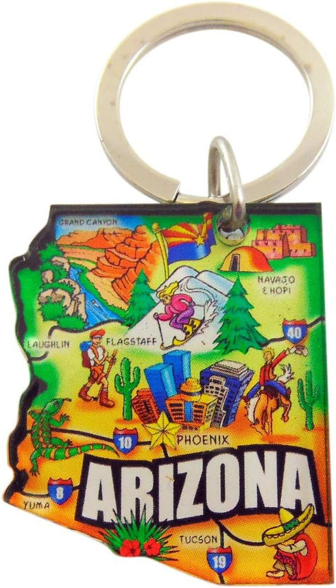 State of Arizona Key Chain Acrylic Souvenir Keychain Retro Style Map Gift 2 Inch...