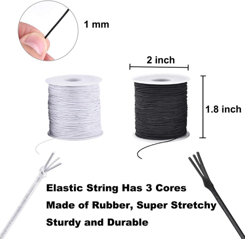 Elastic Cord for Bracelets, 2 Rolls 1 mm 330 Feet Sturdy Bracelet String, Stretchy Elastic String for Jewelry Making, Necklaces, Beading...