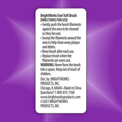 BrightWorks Manual End Tuft Brush, Cleans Difficult Areas Such as Around Crowns, Bridges, implants and Wider Gaps Between Teeth (Pack of 3)...