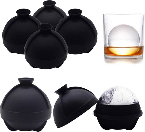Sphere Ice Molds - 6 Pack - Silicone Ice Ball Molds with Built-in Funnel - Round Ice Cube Molds - Make 2.5 Inch Big Ice Sphere for Whiskey & Cockt...