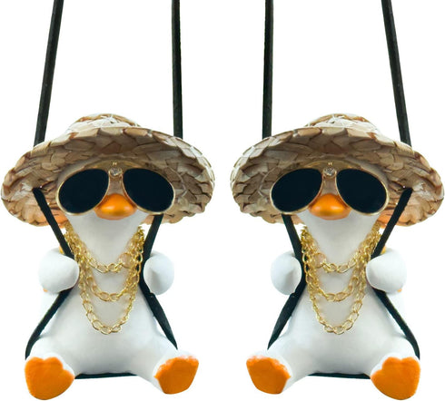 2PCS Cool Swing Duck Car Pendant Swing Duck Car Hanging Ornament Decoration Interior Rearview Mirror Accessories (Style F)...