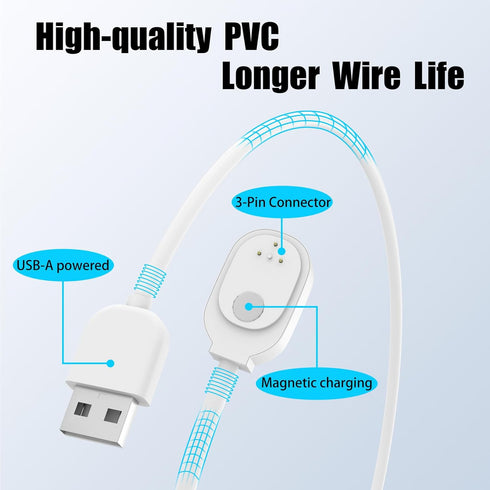 JYJZPB Magnetic Charging Cable Work with Arlo Ultra 1 Ultra 2 Arlo Pro 3 Arlo Pro 4/ 5S Suitable for Indoor/Outdoor 2 Pack, White 16FT......