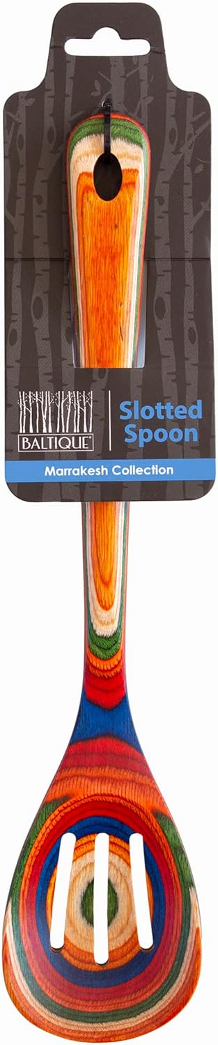 Totally Bamboo Baltique Marrakesh Collection 12-1/2" Wooden Slotted Cooking Spoon, Safe for Nonstick...
