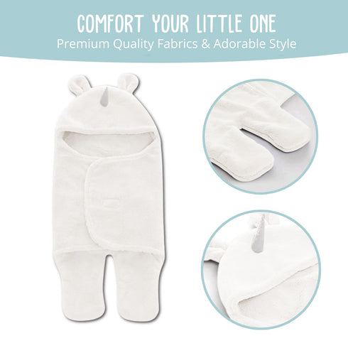 BlueMello Baby Swaddle Blanket | Ultra-Soft Plush Unicorn Essential for Infants 0-6 Months | Swaddling Wrap White | Ideal Newborn Registry and Tod...