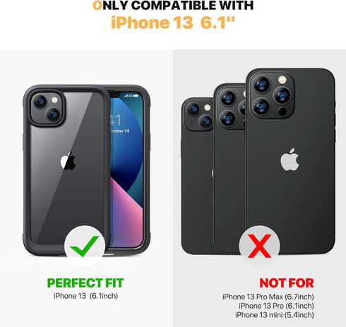 Diaclara Designed for iPhone 13 Case, Full Body Rugged Case with Built-in Touch Sensitive Anti-Scratch Screen Protector, Soft TPU Bumper Case for ...