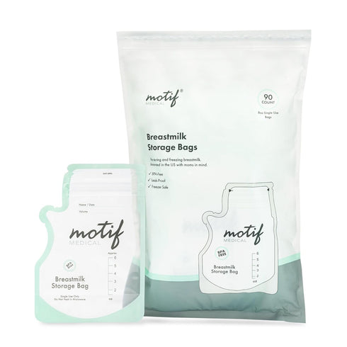 Motif Medical, Milk Storage Bags, 6 oz Milk Freezer Bag with Easy Pour Spout, BPA Free, Write-On Label - 90 Count...