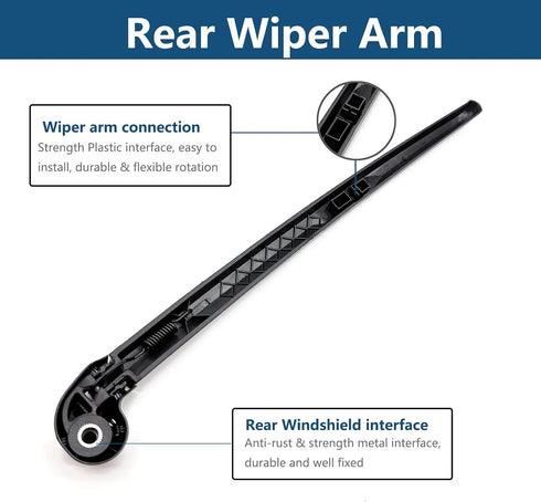 Rear Windshield Wiper Arm with Wiper Blade for Audi Q7 2007-2015 Rear Windshield Back Wiper Arm Blade Replacement OEM # 4L0-955-407-1P9, 4L0-955-4...
