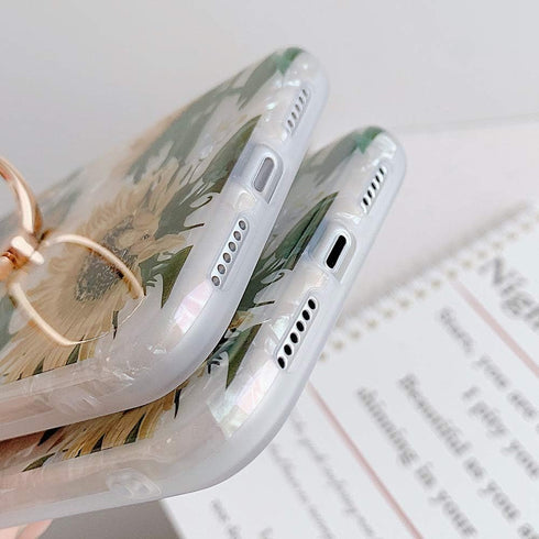 Qokey for iPhone 7 Plus/8 Plus Case 5.5 inch Flower Pattern Cute Stand Design for Women Girls 360 Degree Rotating Ring Stand Holder Kickstand Soft...