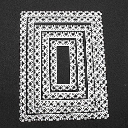 5 Pcs/Set Nested Stitched Scallop Rectangle Frame Cutting Dies,DIY Artist Metal Cutting Dies Stencils Metal Cutting Dies Scrapbooking Crafting Pap...