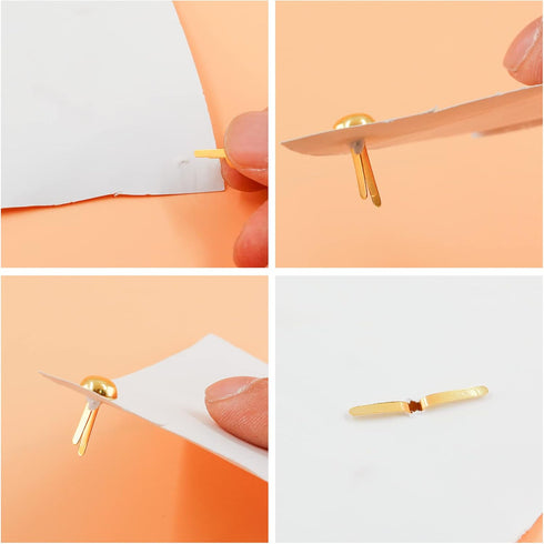 BokWin 100 Pcs Round Head Paper Fastener,0.31 Inch Gold Mini Brads,Brass Fasteners Suitable for Art&Craft DIY Projects...