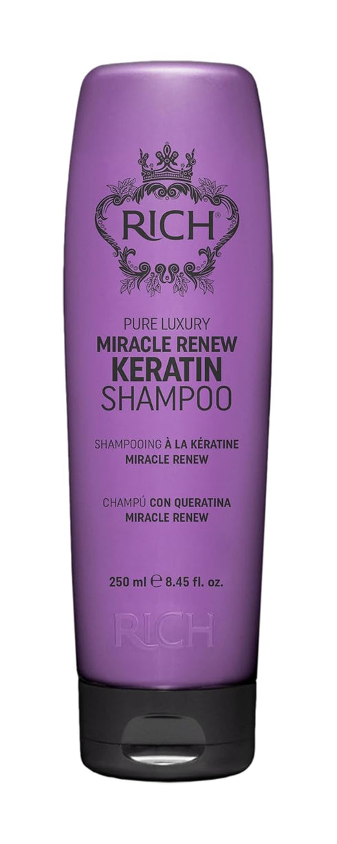 RICH Pure Luxury Miracle Renew Keratin Shampoo for All Hair Types - Repair, Protect and Strengthen Damaged Hair & Split Ends - Argan Oil, Algae & ...