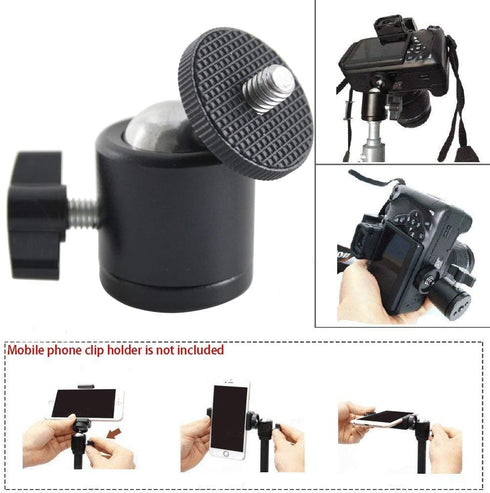 EXMAX 360 Degree Aluminum Alloy Body Rotating Swivel Mini Tripod Ball Head with 1/4" Screw Thread Base Mount for Lighter DSLR Camera Camcorder LED...