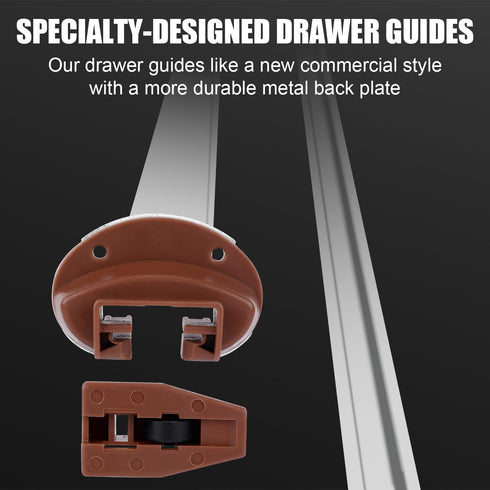 6 Sets Drawer Guide Kit, for Kenlin Rite-Trak II Enhanced Commercial Slide-in Drawer Slides Replacement Dresser Drawer Slides Repair Kit with Meta...