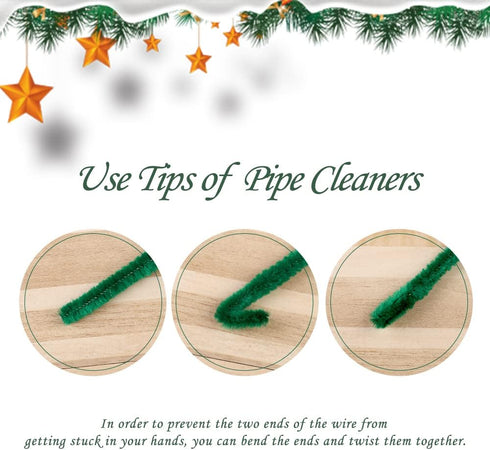 110 Pieces Green Pipe Cleaners, Pipe Cleaners Craft, Craft Pipe Cleaners Chenille Stem Bulk, Art Pipe Cleaners for Creative Decoration Christmas V...