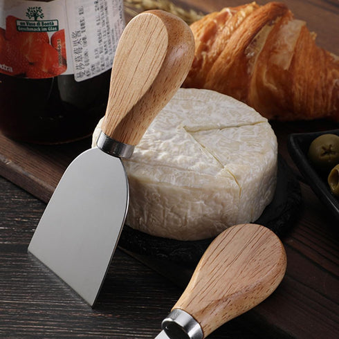 Mini Cheese Knife Set with wood Handle - Stainless Steel Charcuterie Knife Set with 4 Fruit Forks & 4 Small Spoons - Compact Cheese Cutter Set for...