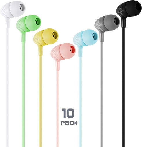 Kids Earbud Headphones Bulk 10 Pack Multi Colors for School Classroom Students Teens Children Gift and Adult......
