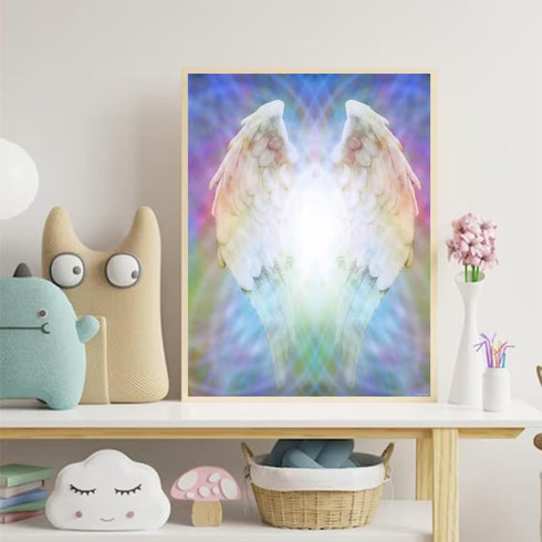 UPABLUNSO Diamond Painting Jesus Angel Wings Christian Religion Kit for Adults Full Drill Diamond Art Painting by Number Kits Gem Art Wall Home De...