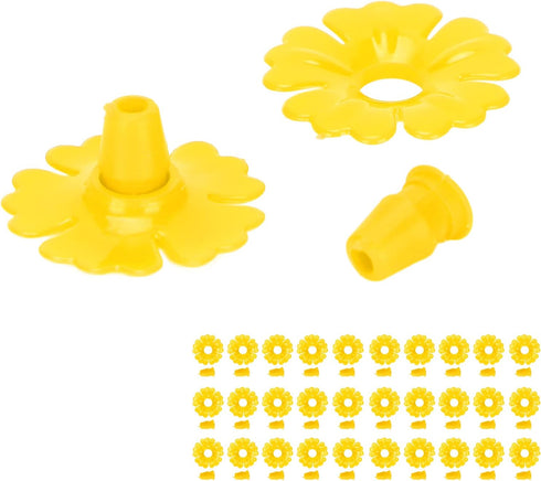 CHICIRIS 30 Set Hummingbird Feeder Flowers Hanging Bird Feeding Ports Replacement Parts for Bee Guards Feeding Hummingbird Outdoors Supplies(Yello...