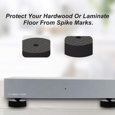 Monosaudio 4PCS Carbon Fiber Speaker Spike Floor Protectors 30x10mm Speaker Spikes Pads Subwoofer Isolation Feet Amplifier Feet for Audio,Speakers...
