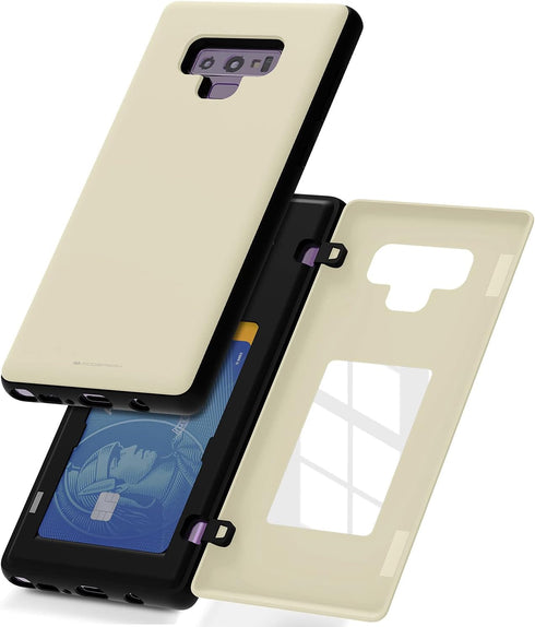 GOOSPERY Galaxy Note 9 Wallet Case with Card Holder, Protective Dual Layer Bumper Phone Case (White)...