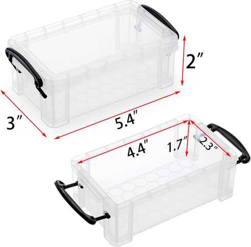 BTSKY 6 Pack Small Clear Plastic Storage Box with Lid Mini Sewing Box Organizer with Black Latch Stackable Craft Storage Containers Small Organize...