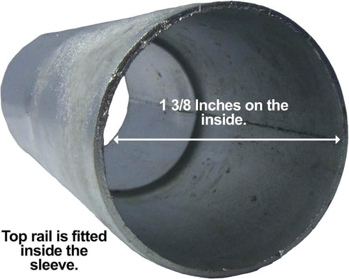 Jake Sales Chain Link Fence TOP RAIL SLEEVE: 1-3/8" X 6" ~ Chain link fence hardware pipe. EACH...